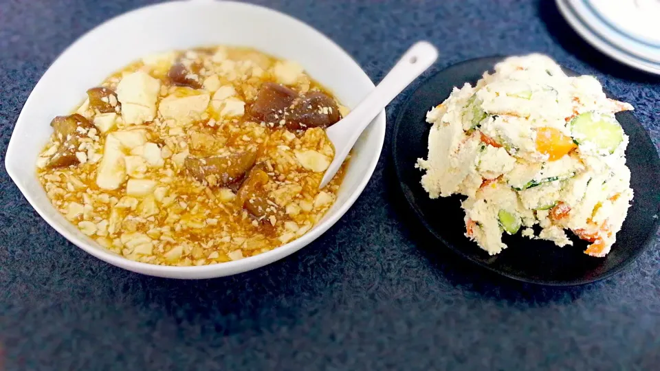 ポン酢麻婆豆腐とオカラを使ったポテトサラダ|さきさん