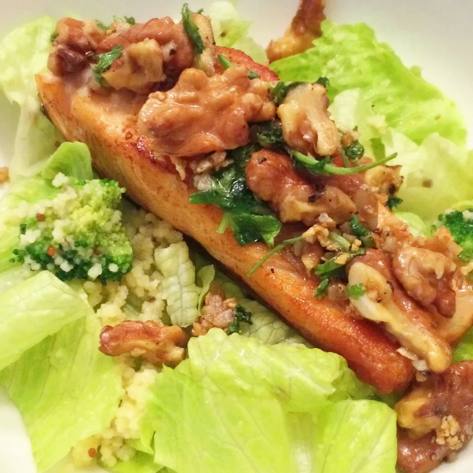 Pan fried salmon with cous cous salad|12Dragonさん