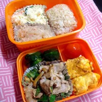 昼弁当。豚のメインは、生姜焼きにしました|ハルさん