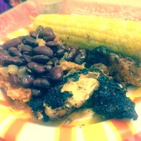 Grilled Jamaica Jerk Chicken w/ Grilled Corn On The Cob & Red Beans And Rice|FoodManOnWheelzさん