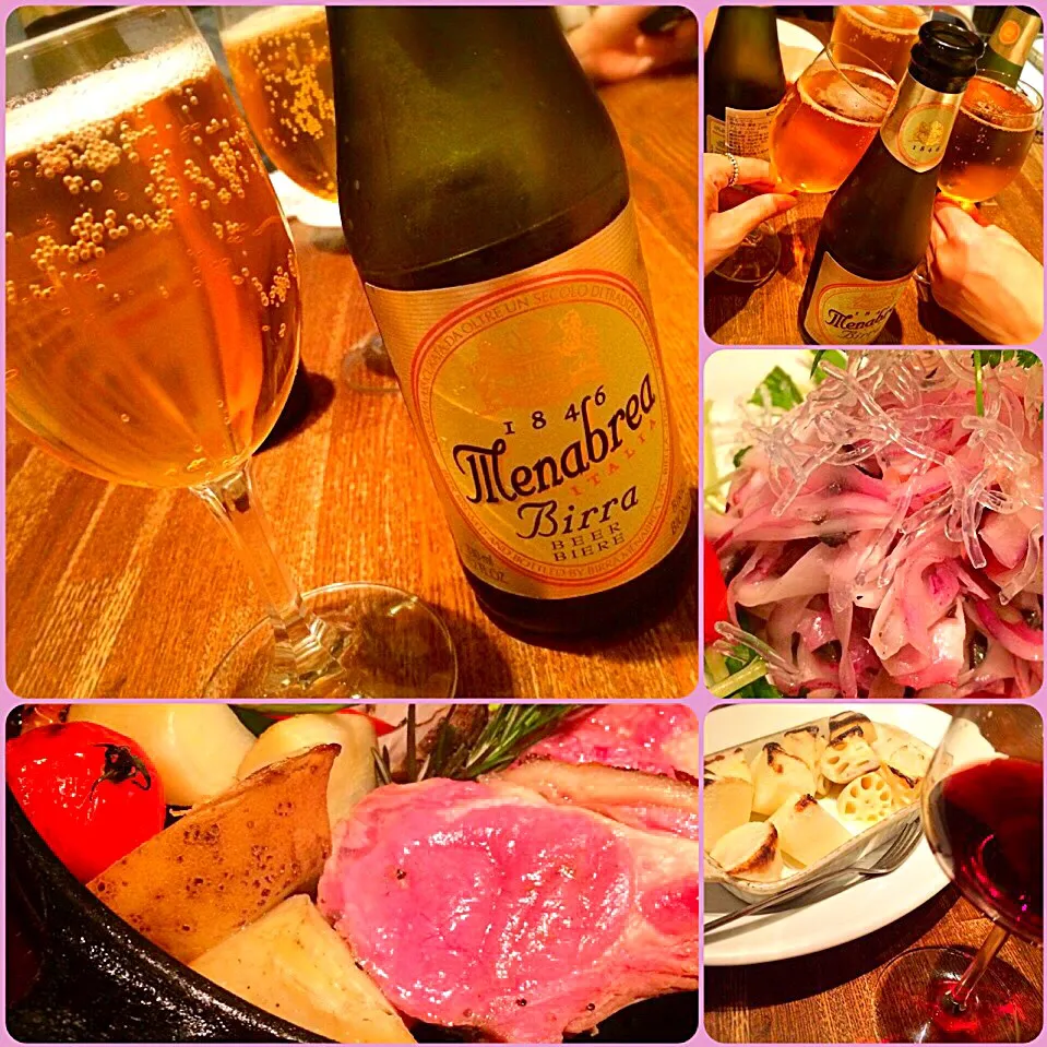 イタリアビールとラム、釜焼き蓮根と長芋はオリーブオイルとお塩で♡|angiee♡さん