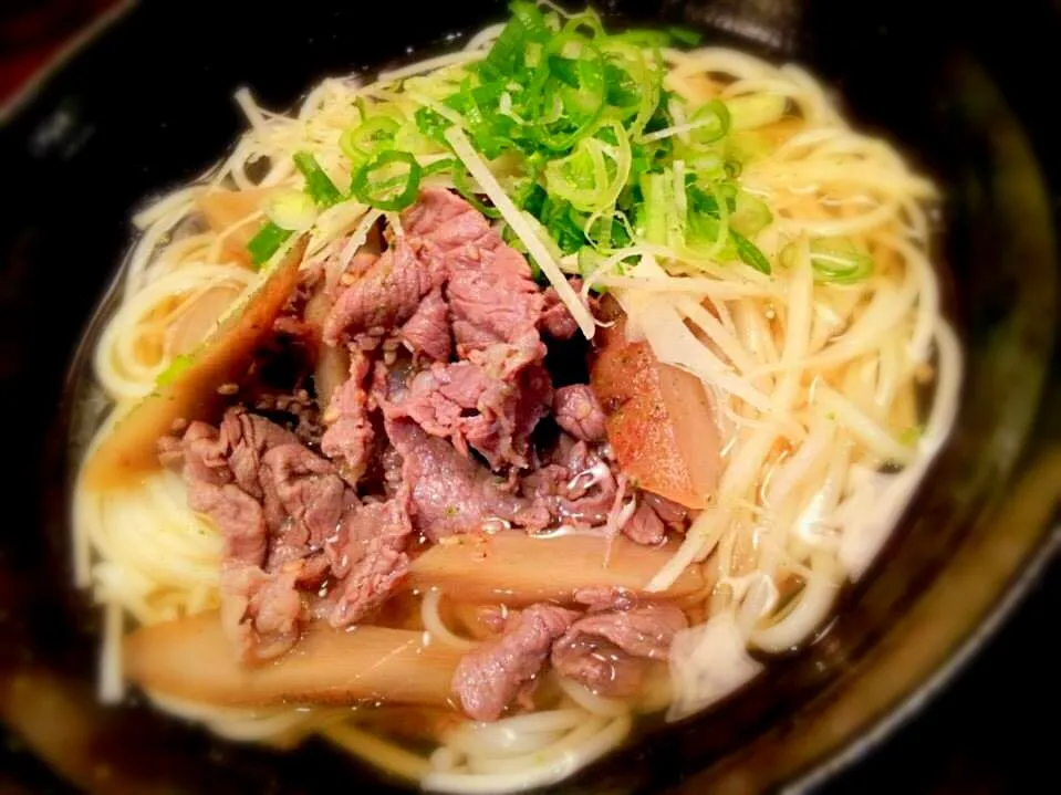 Snapdishの料理写真:牛ごぼう煮そうめん|半田手延べそうめんの店 阿波や壱兆さん