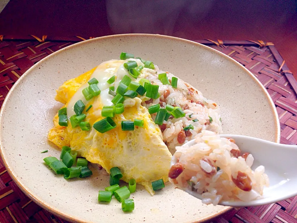 Omelet w/a Natto fried rice🎵やる気無い納豆ｵﾑﾗｲｽ|🌈Ami🍻さん