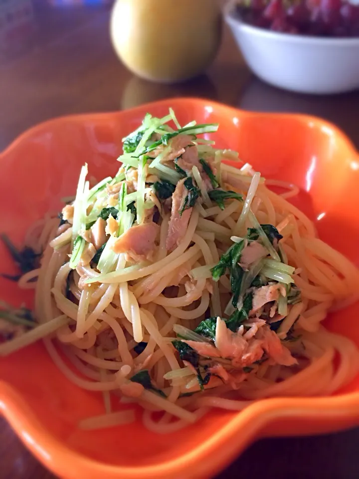 水菜とツナのパスタ|ありかさん