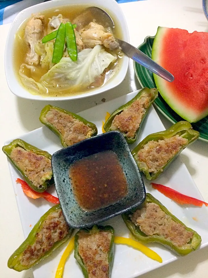 ground pork stuffed bell pepers#boiled beef/chicken w/veg.🍴|MJ🇵🇭🇯🇵さん