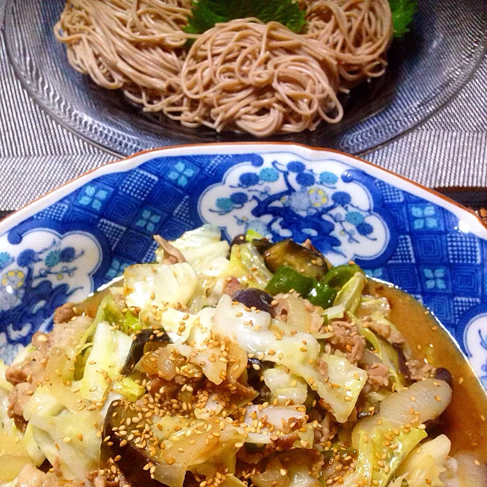 きょうのちゃぶ台 豚肉の味噌酢炒め  島原盛りそば|Cuisineさん