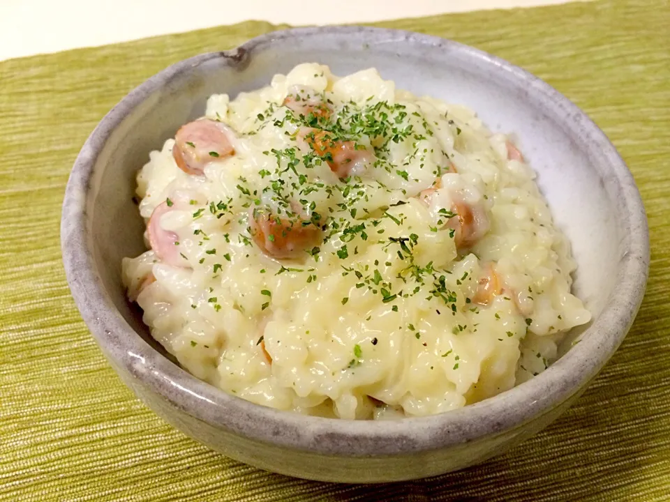 余りご飯でクリームリゾット|ラビさん