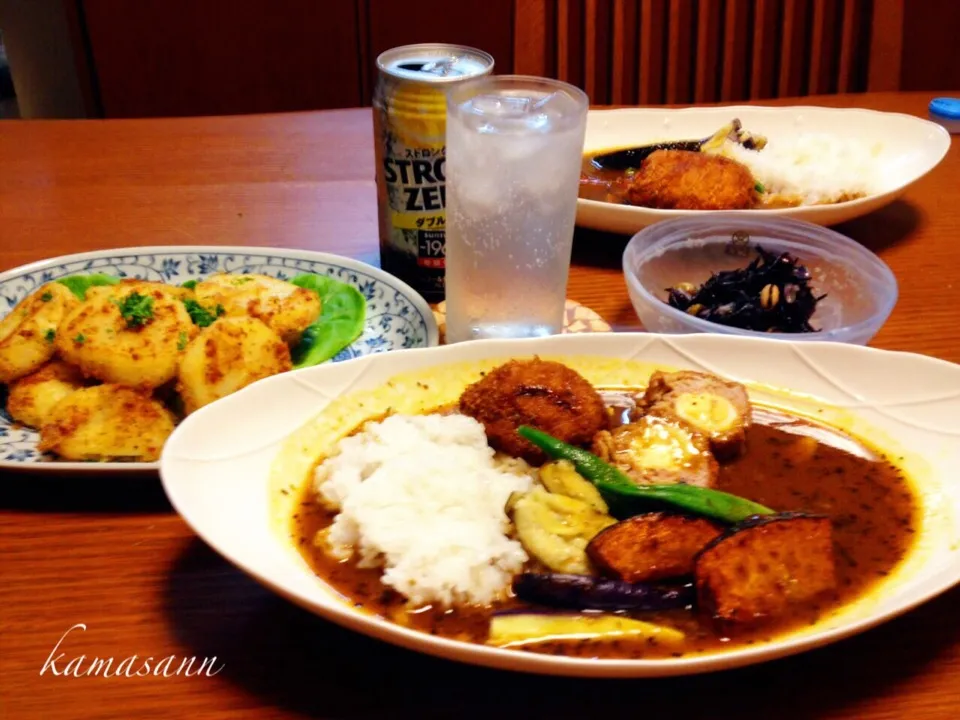 akko*さんの料理 サクサクマヨポテト♫  スープカレーと( ´ ▽ ` )ﾉ|かまさん