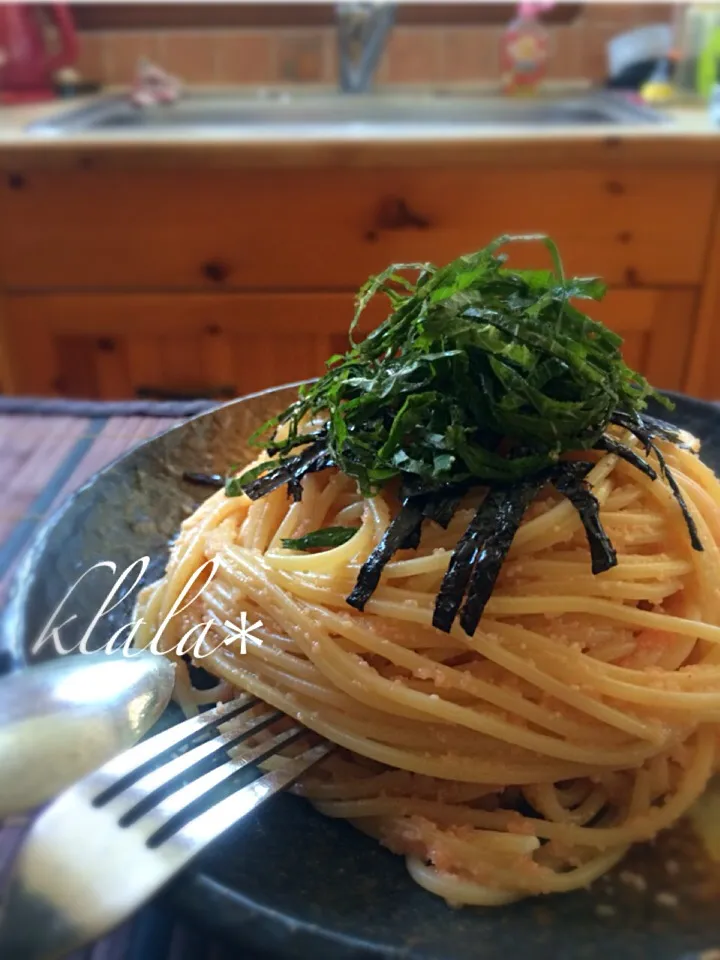 我が家の和風たらこスパゲティ⭐の作り方を明太で😋|くららさん