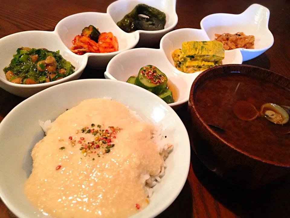 お家ご飯♡浅草麦とろご飯としじみ汁|ちっきーさん