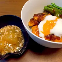 親子生姜焼き丼と冬瓜の冷やしあんかけ|あーこさん