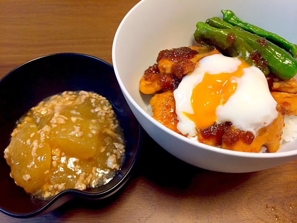 親子生姜焼き丼と冬瓜の冷やしあんかけ|あーこさん