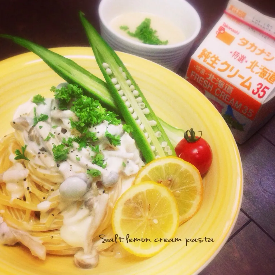 １分茹でるだけ♡塩レモンクリームパスタ|あやさん