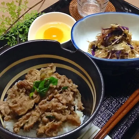 Beef bowl & eggplant and myoga|Cooking Loriさん