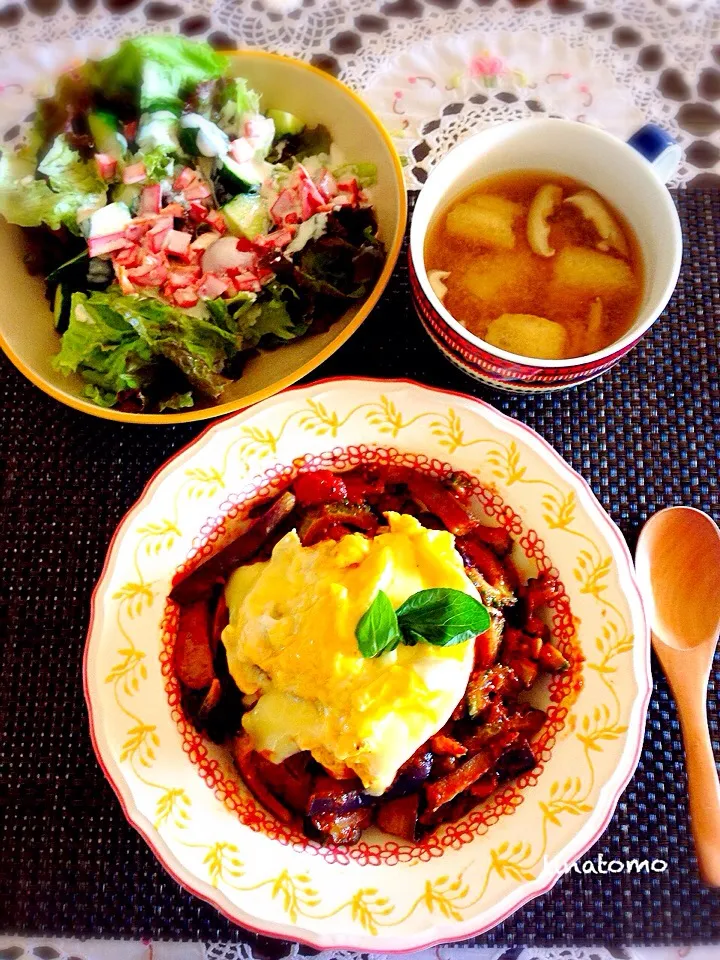 トマトバジルパスタソースを使ったゴーヤとナスの炒めものでブランチ！|Tina Tomoko😋さん