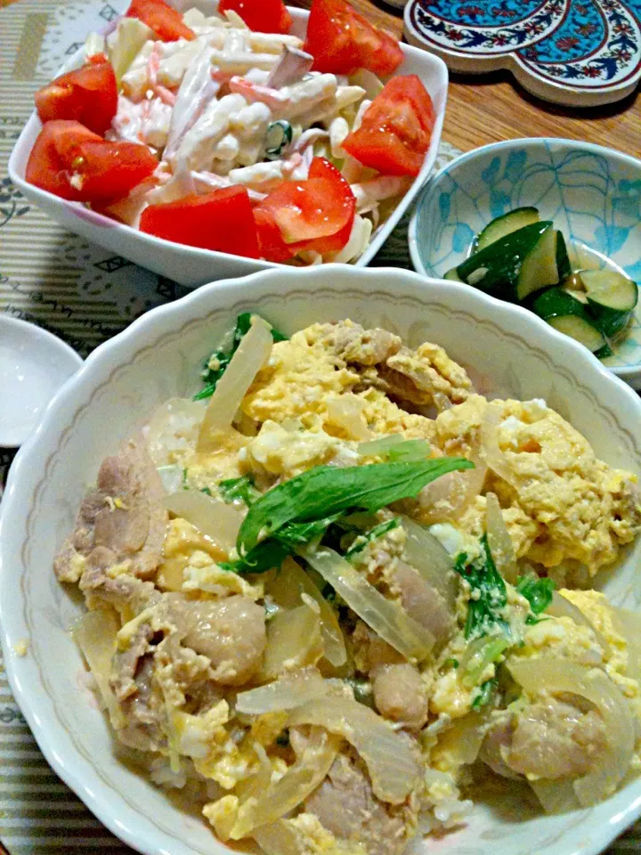 8/6 親子丼，マカロニサラダ|kykyさん