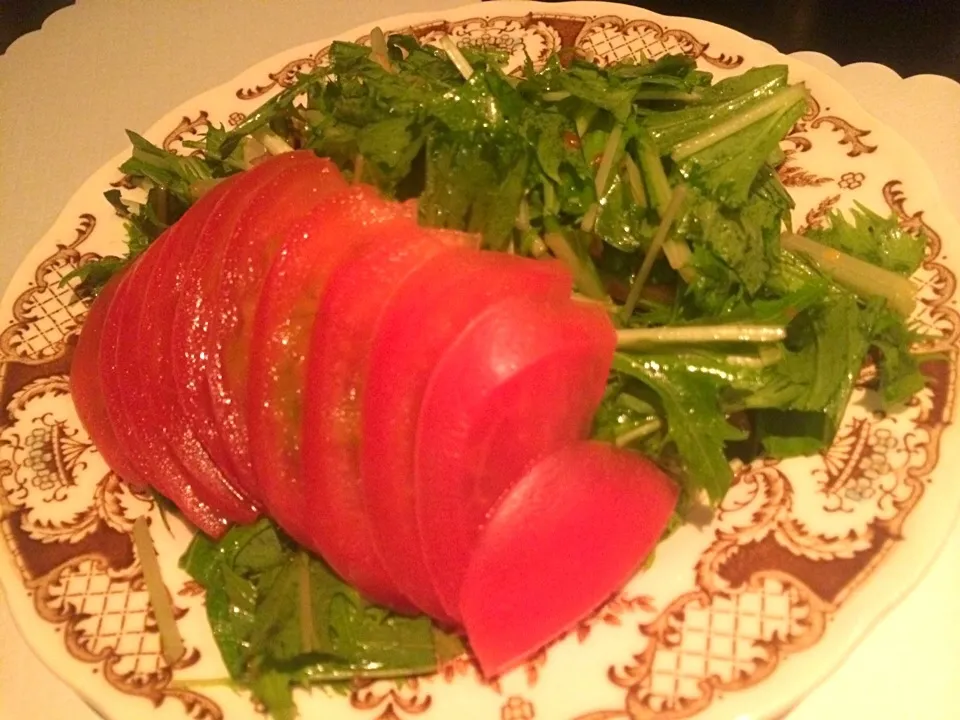 鴨スモークと水菜とトマトのサラダ|小出浩之さん