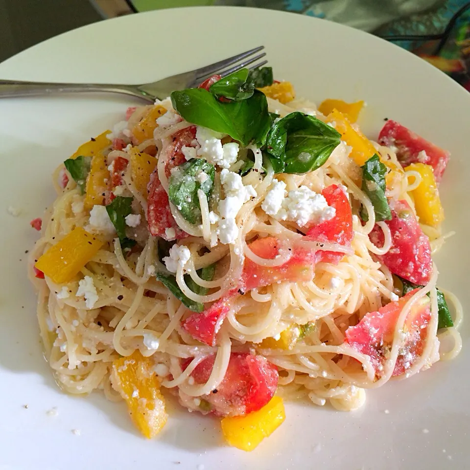 Tarako Cold Pasta with Paprika, Tomato, Basil and Feta cheese|Kath Kanekoさん