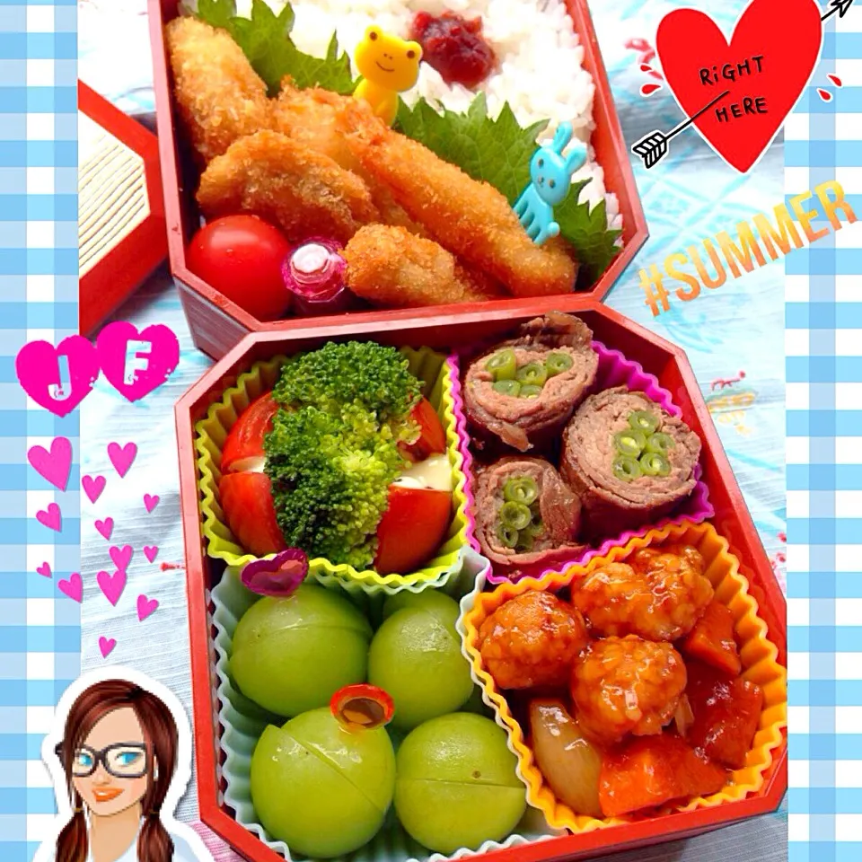 ミックスフライ&牛肉巻き弁当(⊹＾◡＾)ノo.♡ﾟ｡*|Blueberry🫐さん