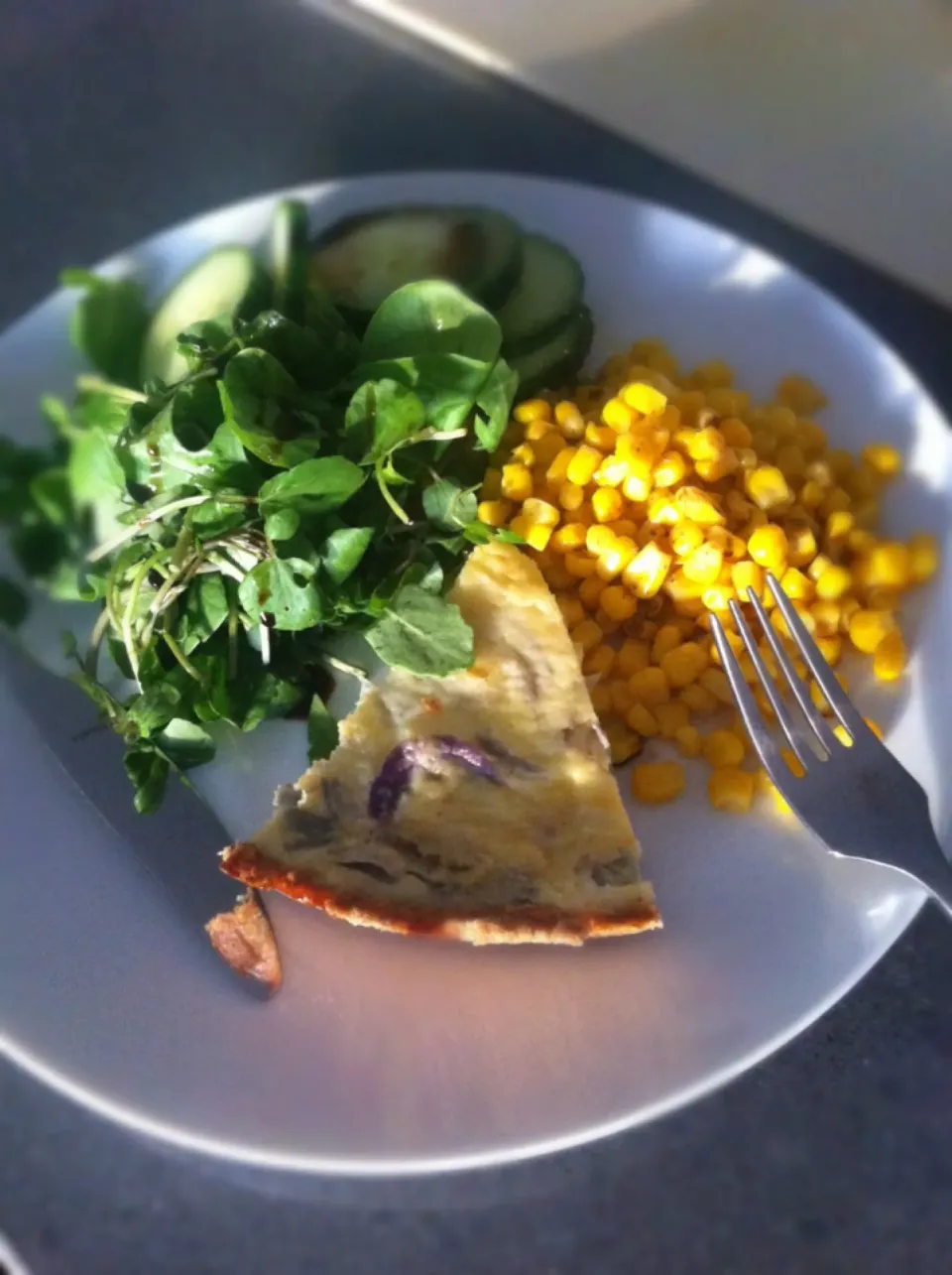 Cheese an red onion quiche with a little salad!|🍓Jolejo🍓さん