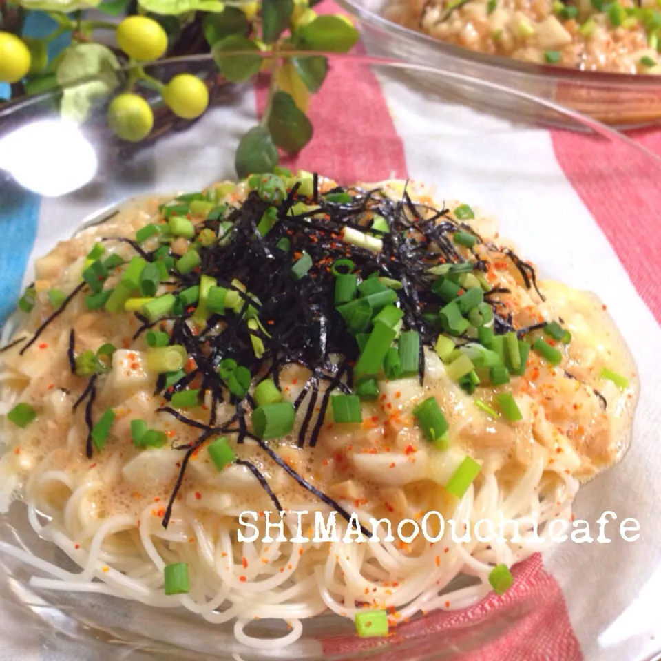 シャキシャキ山芋と納豆のつぶつぶがクセになるねばトロ素麺|SHIMAさん