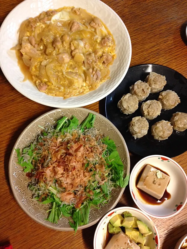 ★親子丼の上だけ★水菜おかかじゃこサラダ★しゅうまい(チルド)|三宅 里美さん