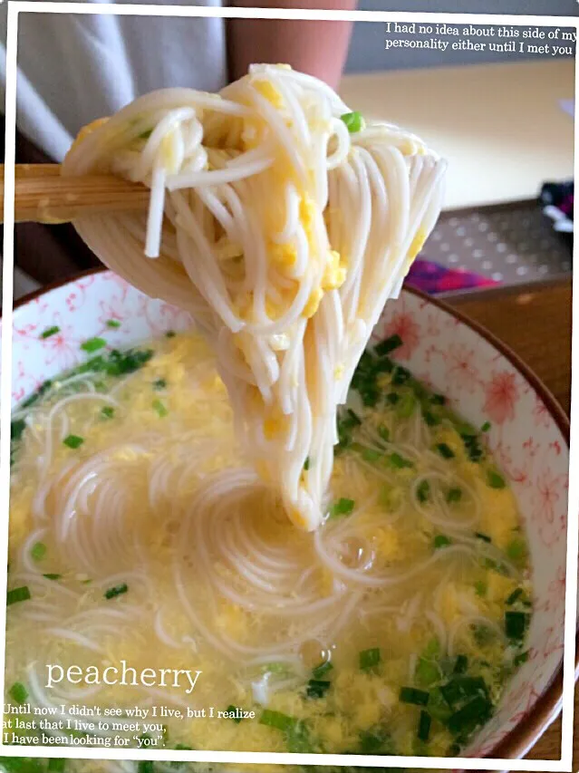 Snapdishの料理写真:ふわふわ♡ねぎ卵煮麺😁💦|☆ぴ〜ちゃん☆さん