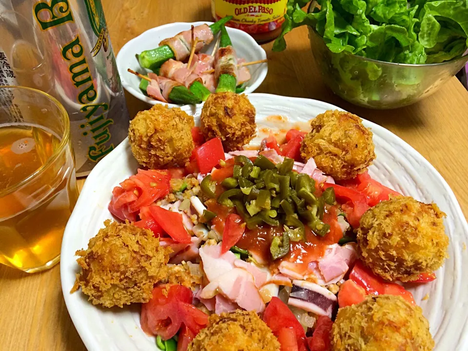 ポテトとチキンのコロッケと、昨日のトマトライスでライスコロッケ〜（≧∇≦）|naomiさん