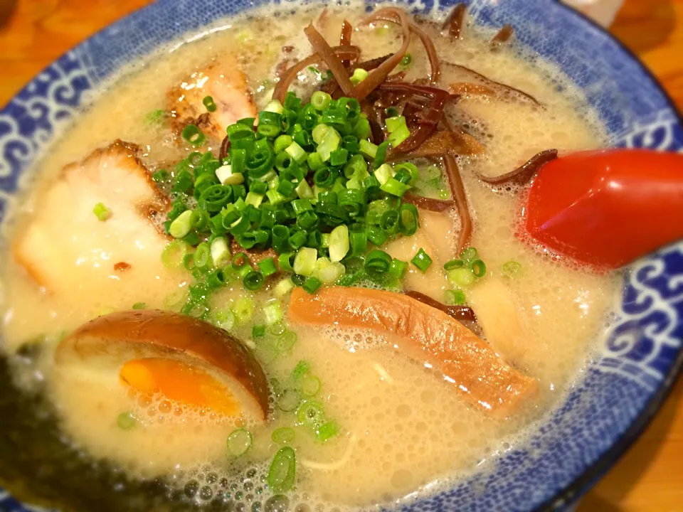 【本日のランチ】
博多ラーメン。(ﾟдﾟ)ｳﾏｰ 
暴風雨の中、平針くんだりまで食べに来た甲斐はあった。|JTKさん