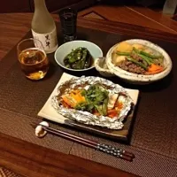 Snapdishの料理写真:肉じゃが＆酒ホイル蒸し|イルマさん