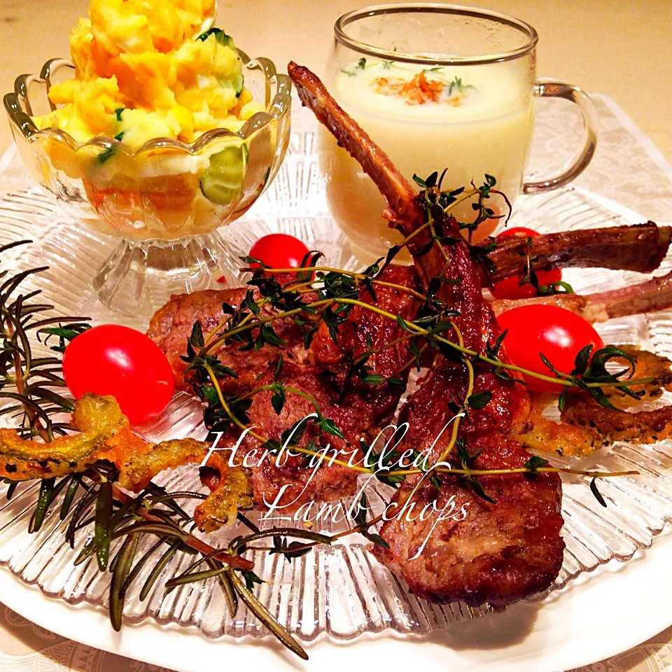 ラムチョップのハーブグリル🌿くみさんのカルピスポテサラもリピしました🍴|nanaさん