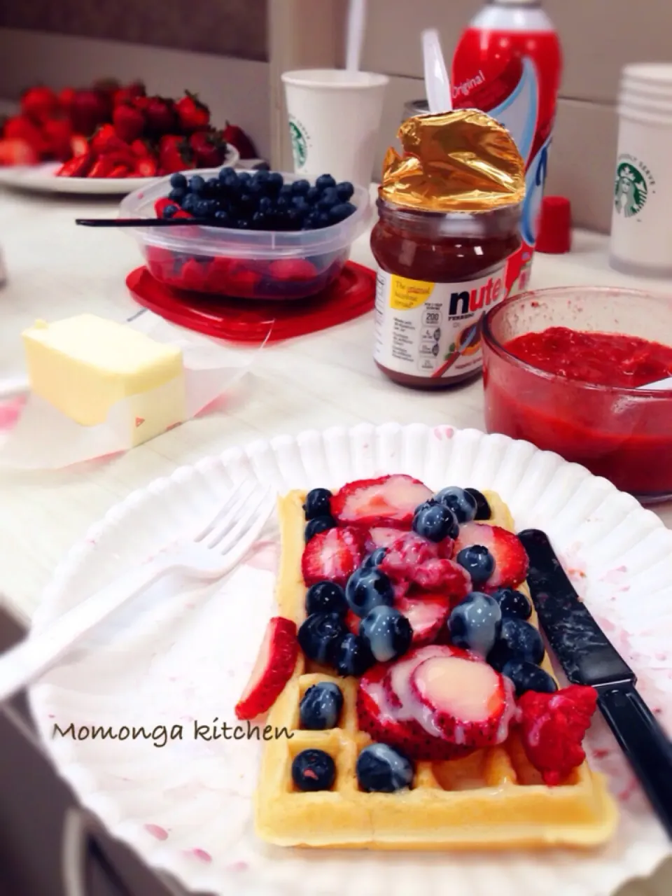 Snapdishの料理写真:Belgium waffle potluck party @work|Momongacleさん