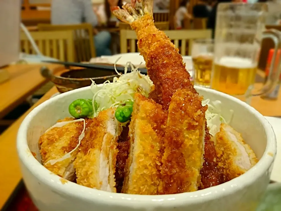 海老とんかつソース丼定食|イヌノヒトさん