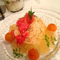 Snapdishの料理写真:🍅の冷製パスタジュレソース