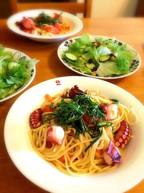 タコとトマトの赤いパスタ🐙🍅|ぽっちゃんさん