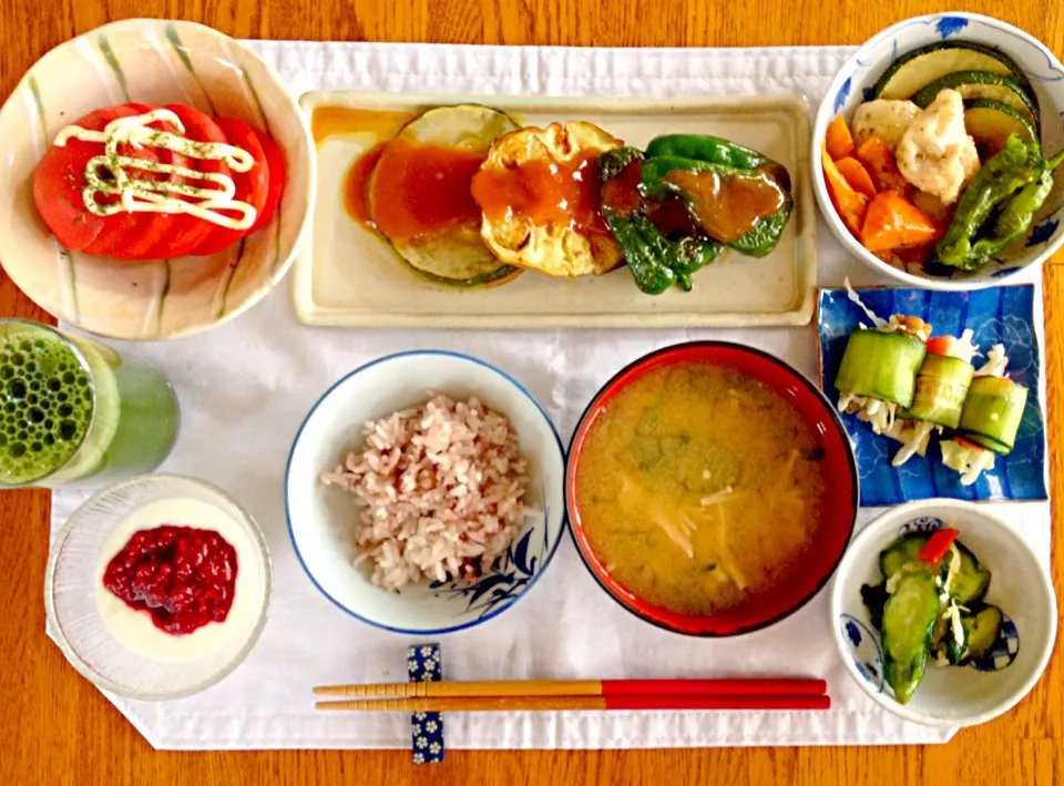 はみちゃんのジョイフルキッチンモーニング^_^💞和定食^_^💞ズッキーニと米茄子ピーマンの田楽定食^_^💞|はみちゃんさん