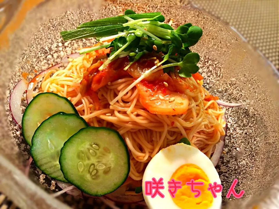 お盆だヨ！つくフォト祭り④😁珍味( ´ ▽ ` )ﾉさんのピビンククス비빔국수(辛ダレ素麺)|咲きちゃんさん