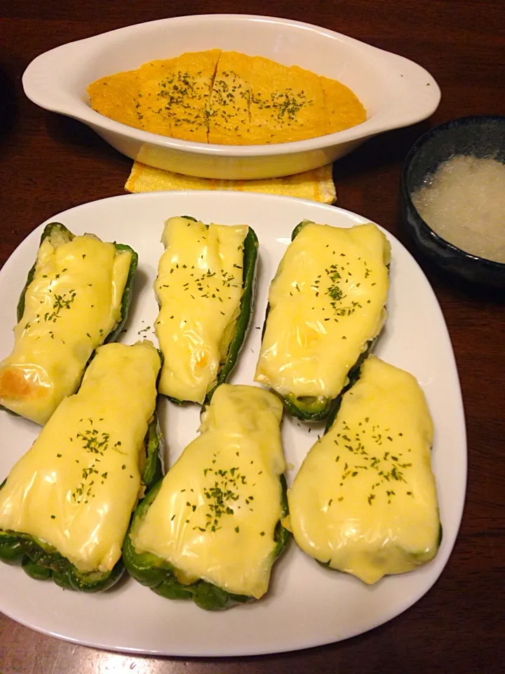 ピーマンのポテトグラタンとお豆腐の卵焼き|さやさん