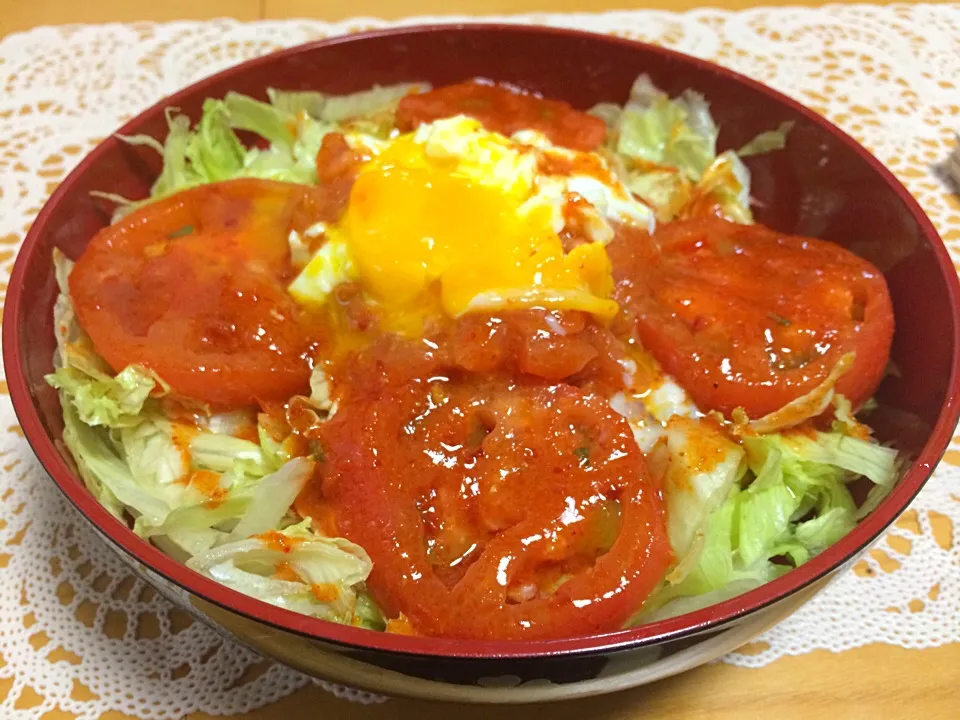 キムチトマト🍅たまご丼(*^◯^*)|バリィちゃんさん