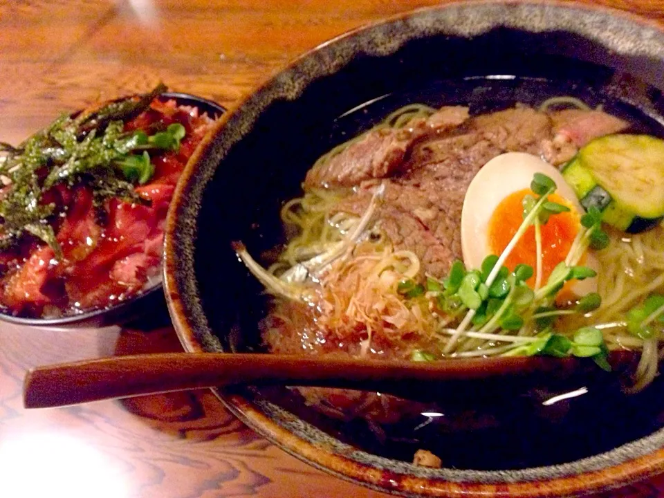 ひだまり庵の冷やしラーメンとローストビーフ丼|あやかさん