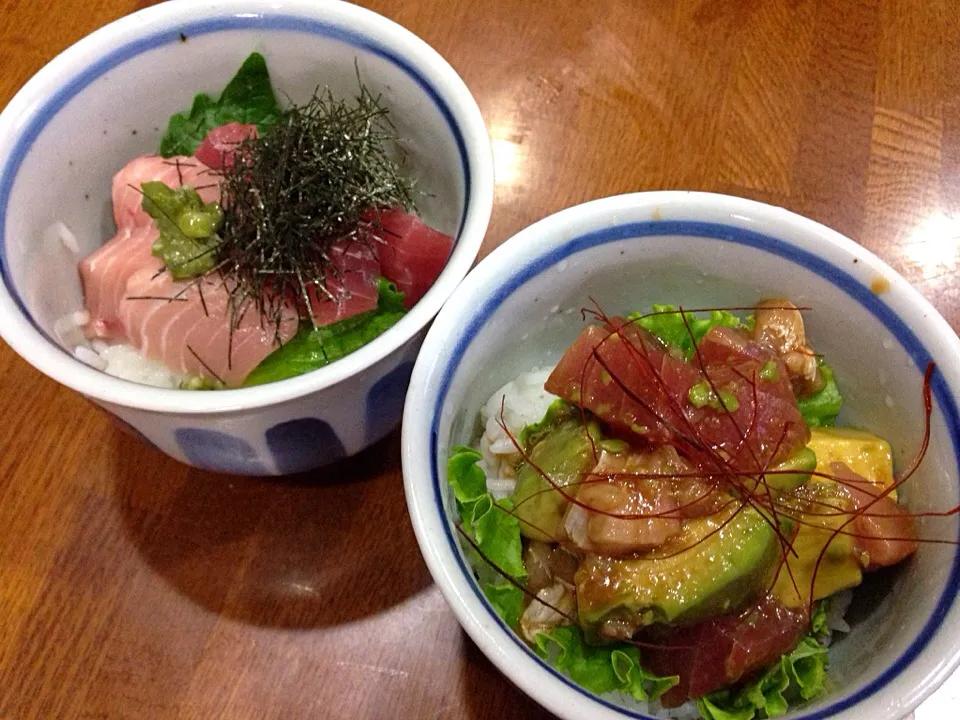 Snapdishの料理写真:〆のマグロ丼 2種|sakuramochiさん