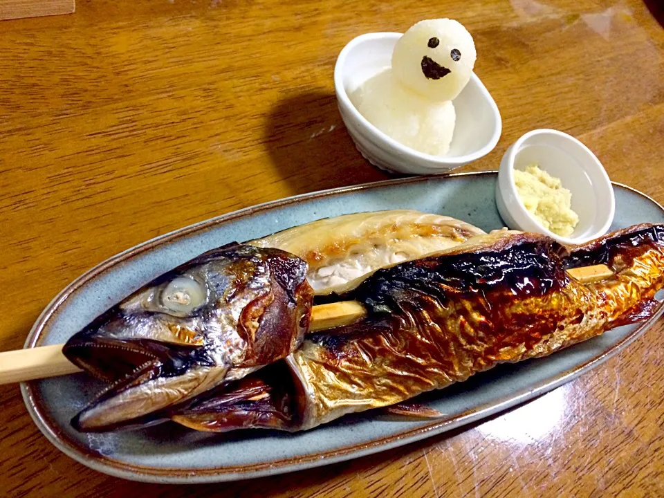 Snapdishの料理写真:焼き鯖丸ごと一本いかがー(￣▽￣)|くみさんさん