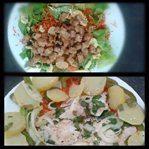 Snapdishの料理写真:12/08/2014 - almoço

peixe (tilápia) assado no forno com batata inglesa + cebola + pimentão + tomate
salada de alface + rúcula + cenoura + champignons + crouton|Gabriela Baptistaさん