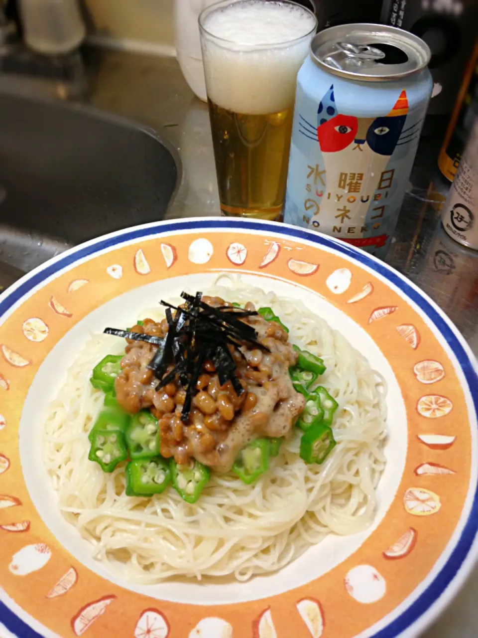 オクラと納豆のぶっかけそうめん|まよべさん