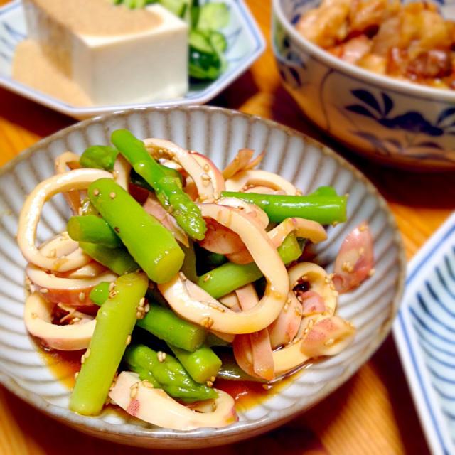 ヤリイカとアスパラのポン酢和え 門乃ケルコ Snapdish スナップディッシュ Id A5wpoa