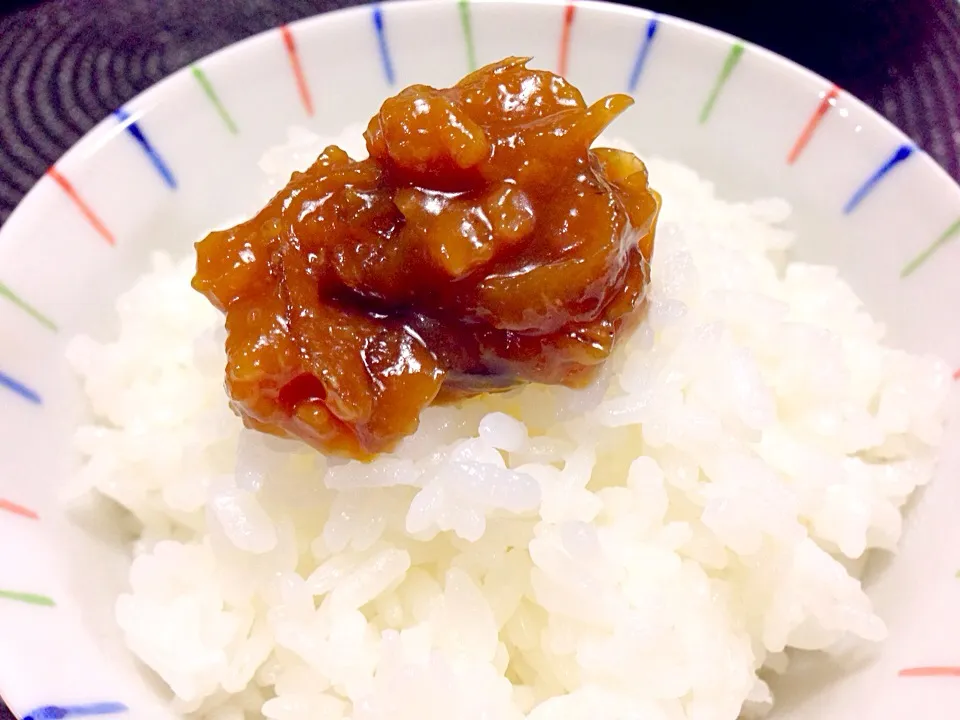 ニンニク、牛蒡入りの豚味噌を熱々ご飯にのっけちゃって〜♪(*´艸`)|みほままこさん