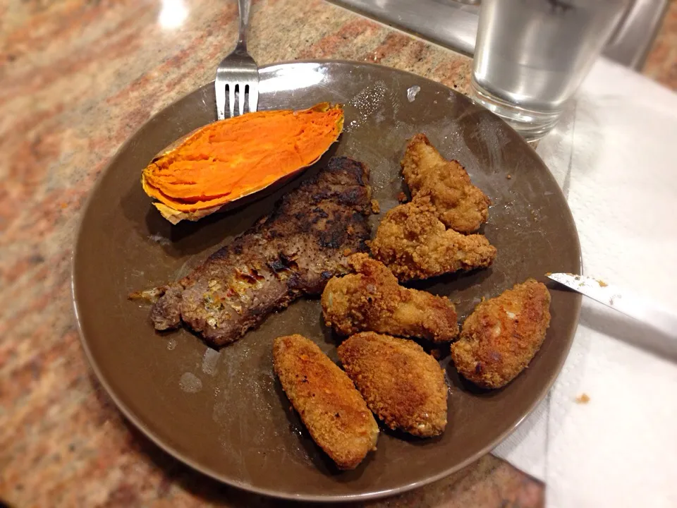 Sweet potato steak strip and breaded chicken wings|lb180さん