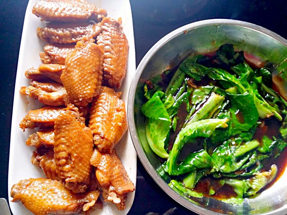 Soya sesame chicken & baby kailan oyster sauce|🍒lynnlicious🍒さん