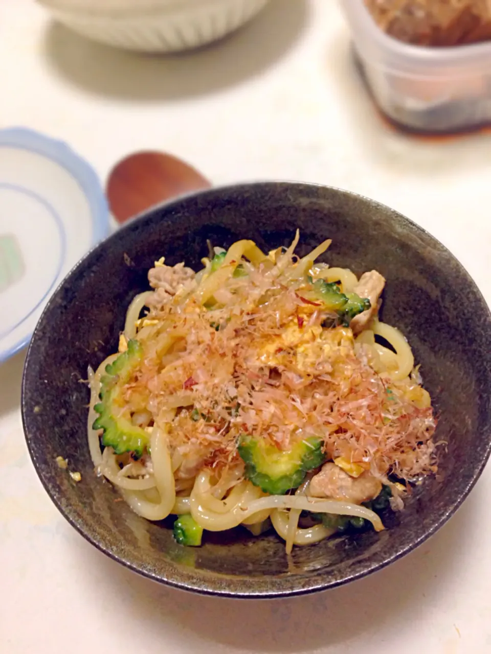 ゴーヤチャンプルー焼きうどん|ぱぁこさん