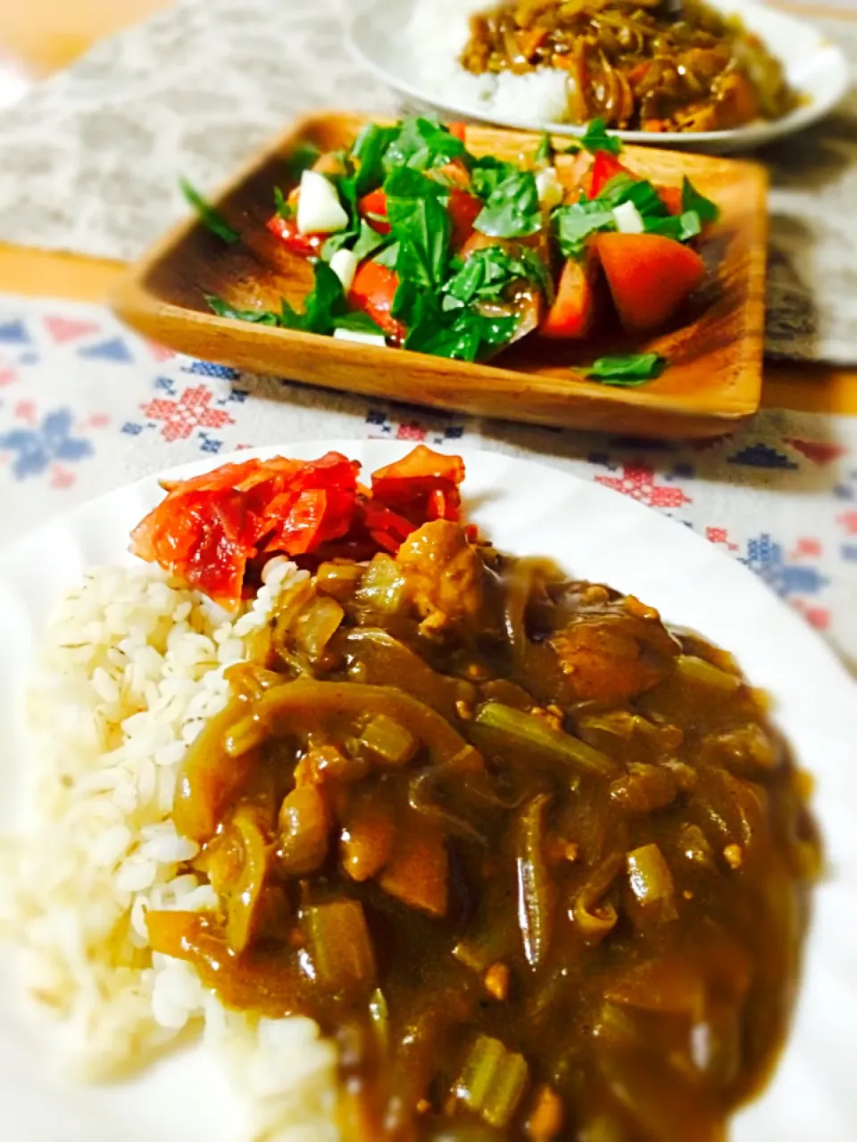 🍛とサラダ。末っ子と2人ごはん。|りんさん